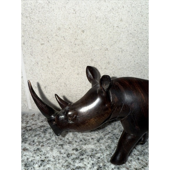 Vintage Carved Ebony Wood Rhino 6" - Picture 2 of 9